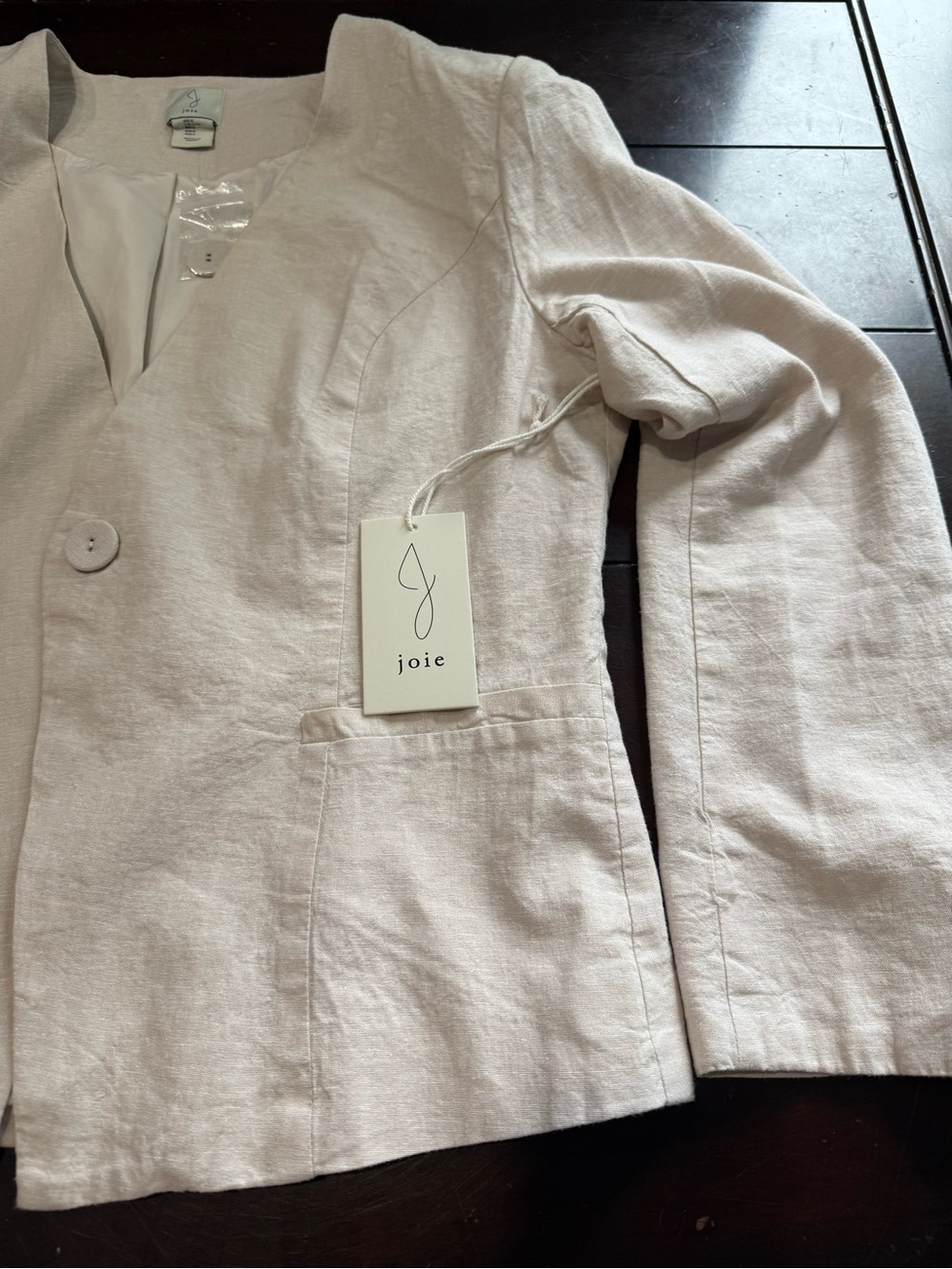 Joie Women’s Blazer Jacket Size L Beige Linen Blend Lightweight 1-Button NWT - Picture 2 of 8